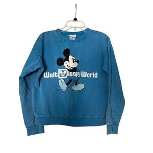 Walt Disney World Mickey Mouse Heather Blue Crewneck Sweatshirt Size Youth XL